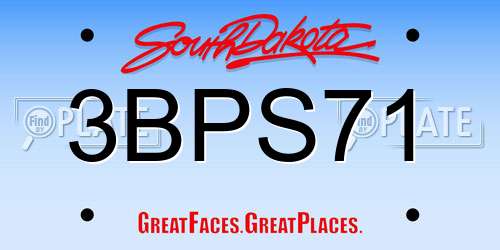 3BPS71 South Dakota License Plate