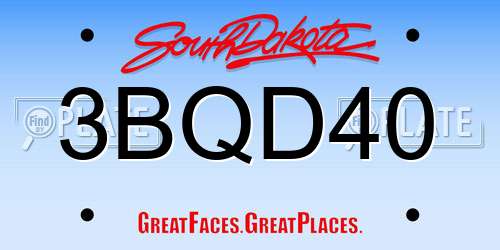 3BQD40 South Dakota License Plate