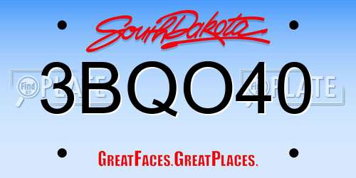 3BQO40 South Dakota License Plate