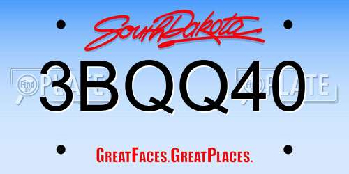 3BQQ40 South Dakota License Plate