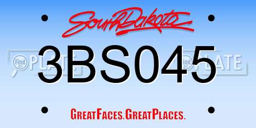 3BS045 South Dakota License Plate