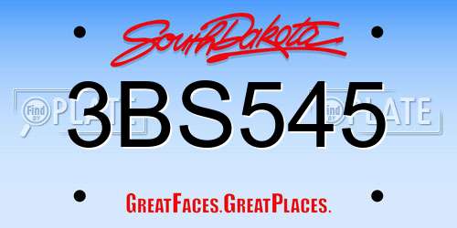 3BS545 South Dakota License Plate