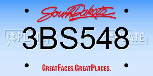 3BS548 South Dakota License Plate