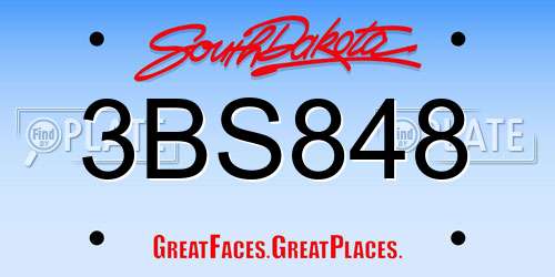 3BS848 South Dakota License Plate