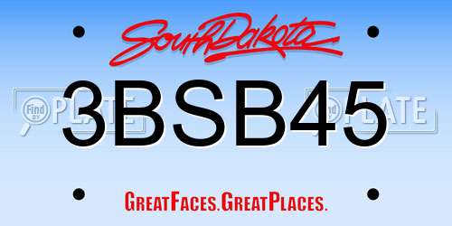 3BSB45 South Dakota License Plate