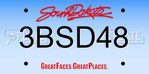 3BSD48 South Dakota License Plate