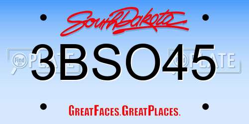 3BSO45 South Dakota License Plate