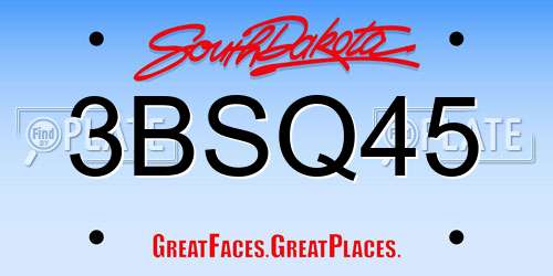 3BSQ45 South Dakota License Plate
