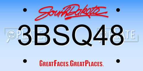 3BSQ48 South Dakota License Plate