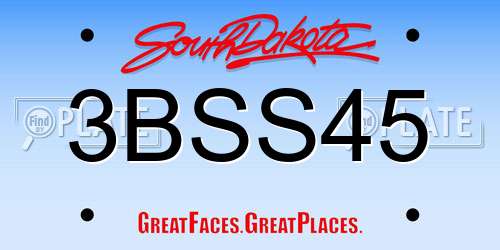 3BSS45 South Dakota License Plate