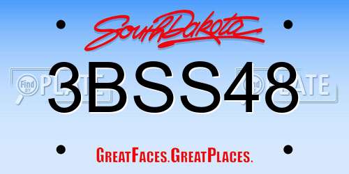 3BSS48 South Dakota License Plate