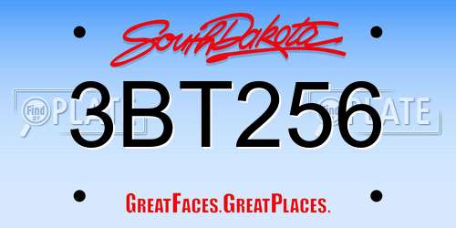 3BT256 South Dakota License Plate