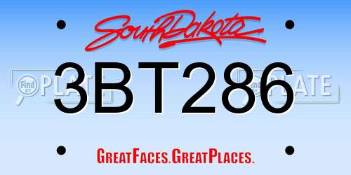 3BT286 South Dakota License Plate