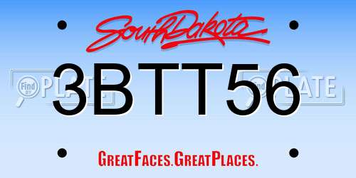 3BTT56 South Dakota License Plate