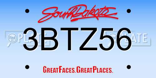 3BTZ56 South Dakota License Plate