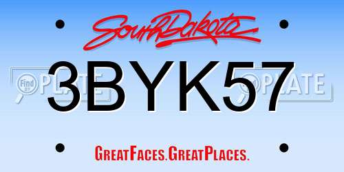 3BYK57 South Dakota License Plate