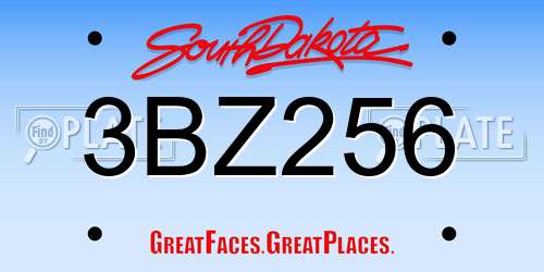 3BZ256 South Dakota License Plate
