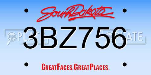 3BZ756 South Dakota License Plate