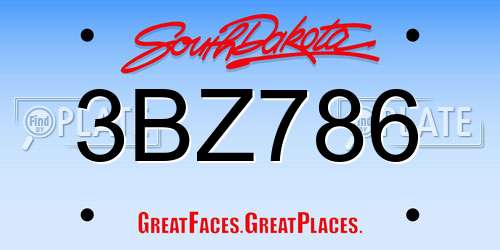 3BZ786 South Dakota License Plate