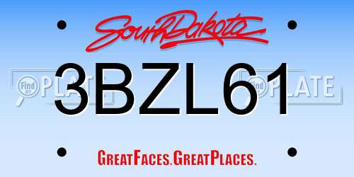 3BZL61 South Dakota License Plate