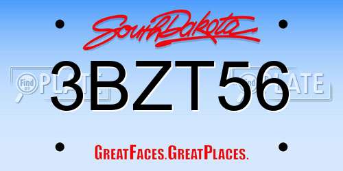3BZT56 South Dakota License Plate