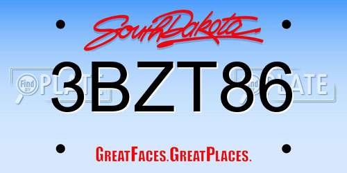 3BZT86 South Dakota License Plate