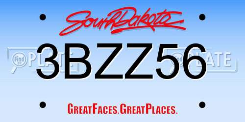 3BZZ56 South Dakota License Plate