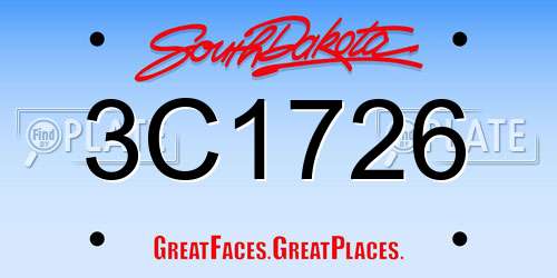 3C1726 South Dakota License Plate