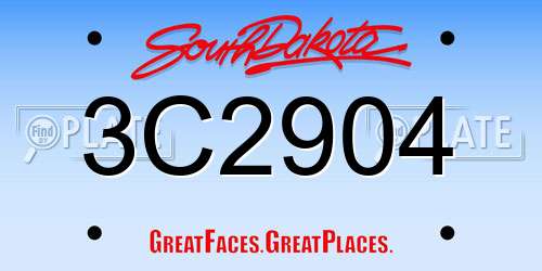 3C2904 South Dakota License Plate
