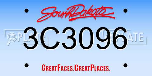 3C3096 South Dakota License Plate