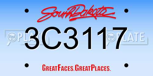 3C3117 South Dakota License Plate