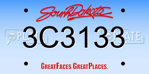 3C3133 South Dakota License Plate