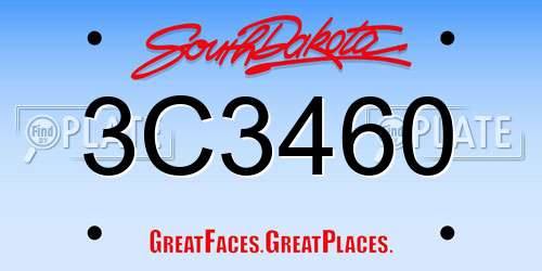 3C3460 South Dakota License Plate