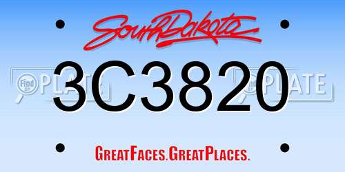 3C3820 South Dakota License Plate