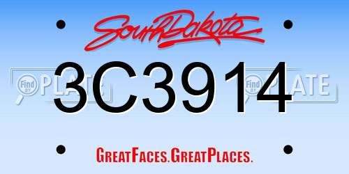 3C3914 South Dakota License Plate