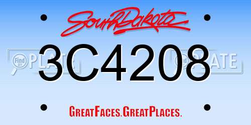 3C4208 South Dakota License Plate