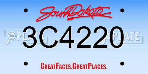 3C4220 South Dakota License Plate