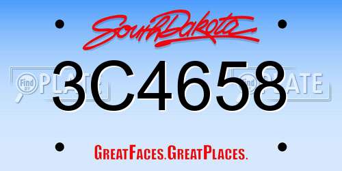 3C4658 South Dakota License Plate