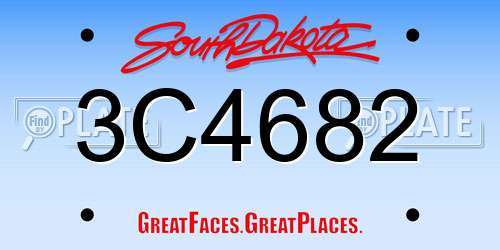 3C4682 South Dakota License Plate