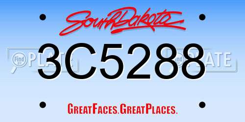 3C5288 South Dakota License Plate