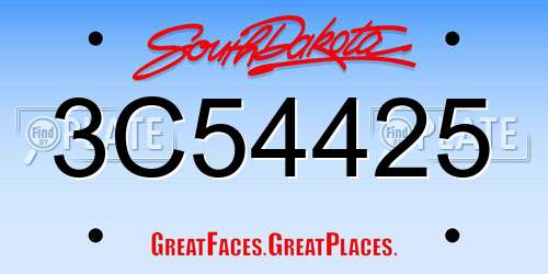 3C54425 South Dakota License Plate