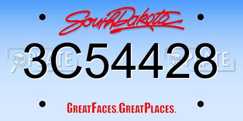 3C54428 South Dakota License Plate