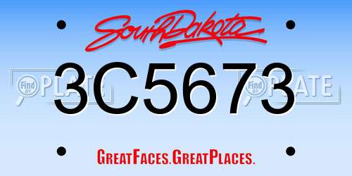 3C5673 South Dakota License Plate