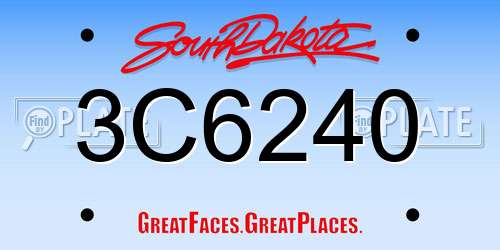 3C6240 South Dakota License Plate