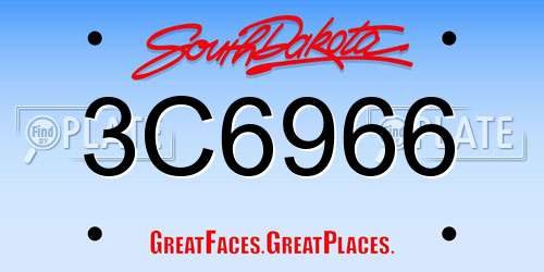 3C6966 South Dakota License Plate