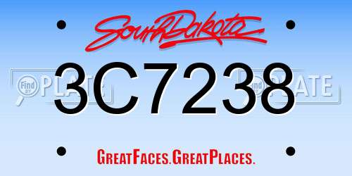 3C7238 South Dakota License Plate