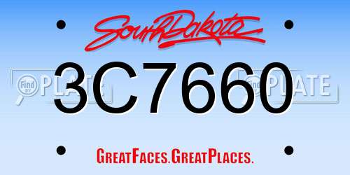 3C7660 South Dakota License Plate