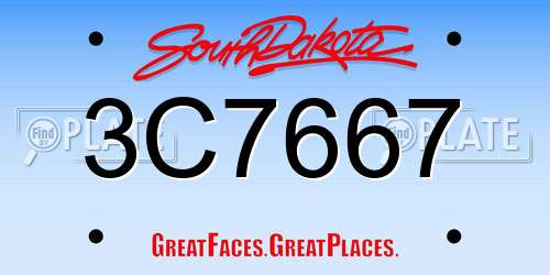 3C7667 South Dakota License Plate