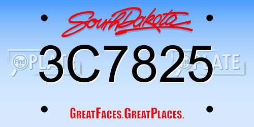 3C7825 South Dakota License Plate
