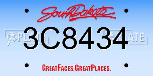 3C8434 South Dakota License Plate